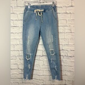 Hayden Light Blue Distressed Women's Jeans, sz small